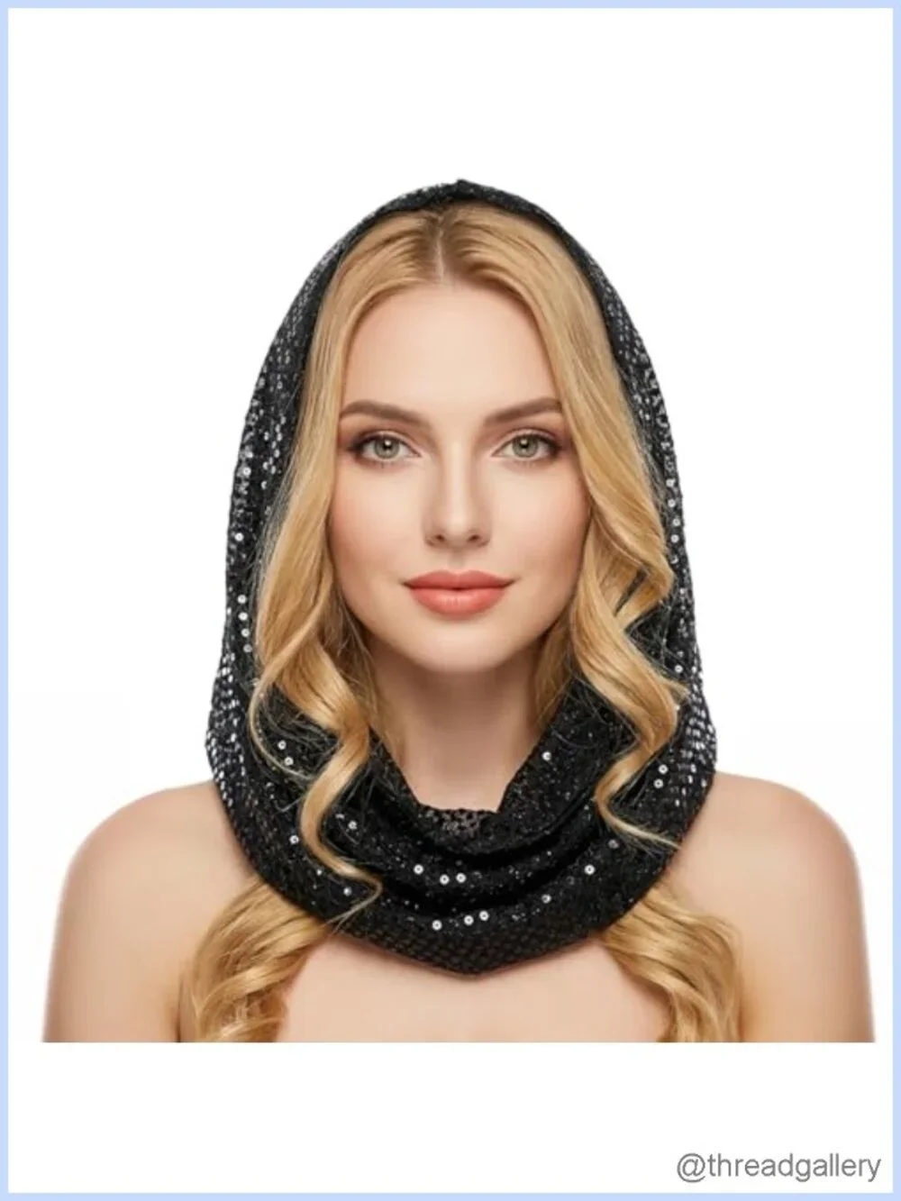 Sequin Rave Hood Scarf for Women Festival Party Accessory